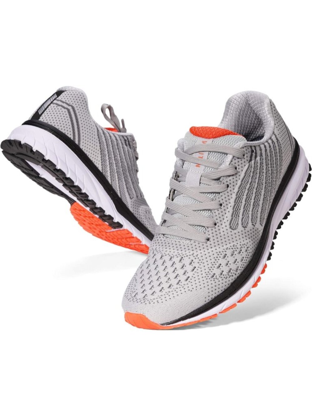 Joomra Men's Light Grey Closed Toe Cushioned Athletic Lace Up Sneakers Shoes